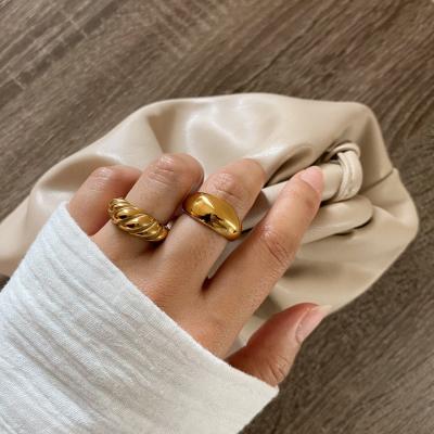 China INS CLASSIC Hot Selling Real Gold Plated Unique Jewelry Chunky Ring Signature Simple Dome Ring Jewelry for sale