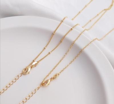 China TRENDY Minimalist Jewelry 1.3MM Simple Layering Necklace Gold Plated Long Thin Choker Beads Chain Necklace for sale