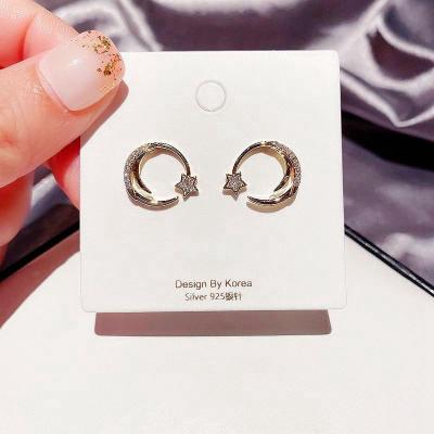 China Gold Plated Trendy Crystal Moon Stud Earrings Fashion Star Moon Stud Earrings Jewelry For Women 20091503 for sale