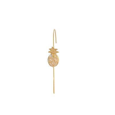 China Trendy Creative Design Butterfly Zircon Flower Ear Stud Flower Gold Plated Hook Earring Women Piercing for sale