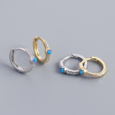 China FASHION chic S925 earrings design Nature Gem Fancy Earrings Ocean Opal Huggie Sterling Silver Jewelry Earrings for sale