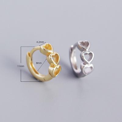 China CLASSIC heart shaped earrings designs huggie s925 sterling silver earrings cut circle high quality mini earrings for sale