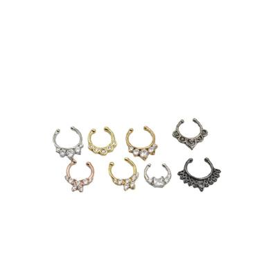 China FASHIONABLE 8mm Pin Nipple Nose Flower Ring Piercing Zircon Hoop Nostril 16G Nose Piercing Jewelry for sale