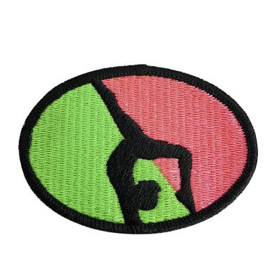 China Sustainable Embroidered Custom Service Letter Sports Figure Logo 100% Machine Embroidery Patches And Badges With Iron On for sale