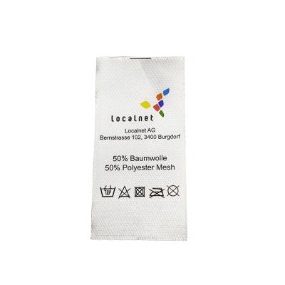 China Sustainable Woven 100% Cotton Print Label For Clothing /custom printed wash label for sale