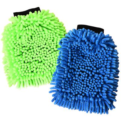 China 100%Polyester Single Face Chenille Gloves For Car Washing And Home Dusting Microfiber Gloves for sale