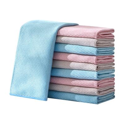 China Factory Supply Wholesale Sustainable Household Color Magic Fish Scale Microfiber Cleaning Cloth Towel Absorbent Glass Dish Cloth for sale