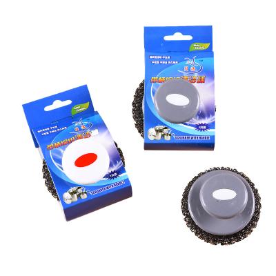 China Sustainable Home Cleaning Stainless Steel Mesh Scourer With Short Handle for sale