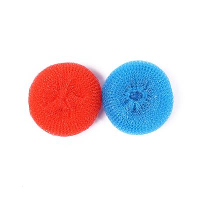 China Sustainable plastic pot scrubber /cleaning ball mesh scourer for sale