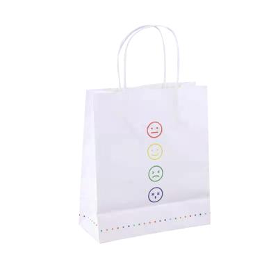 China Recyclable Beautiful Kraft Flower Paper Bag Clothing White Kraft Paper Packaging Bags for sale