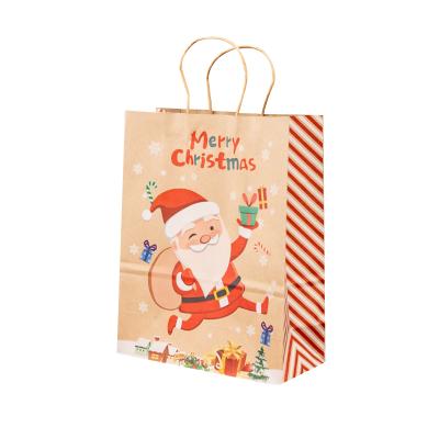 China Custom Recycled Materials Recycle Craft Paper Gift Sack Christmas Bag With Handle for sale