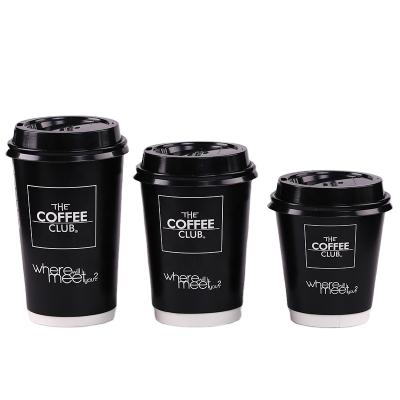 China New Arrival Biodegradable Fancy Design Coffee Cups 12oz 8oz 16oz Capacity Milk Tea Take Away Packaging Paper Coffee Cup With Handle for sale