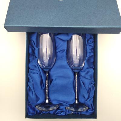 China Viable Crystal Diamond Wine Glass Champagne Glass Gift Box Set Custom Logo Champagne Flutes for sale