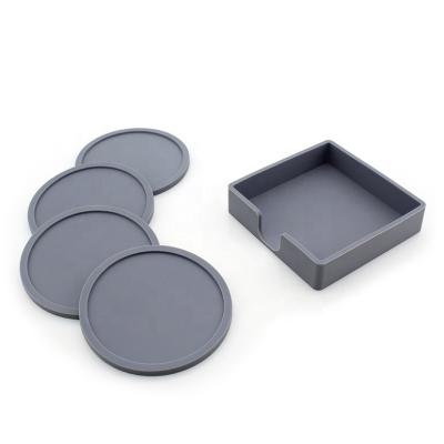 China 4pcs Sustainable Set Silicone Coaster Thick Silicone Insulation Non-Slip Coasters In 10cm Round for sale