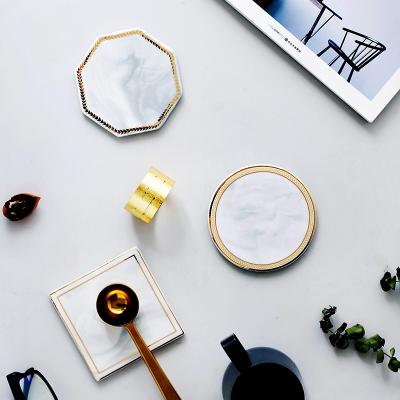 China 2020 New Style Viable Ceramic Marble Coaster With Gold Printing Special Gift For Home Decoration for sale