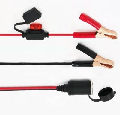 China China-chic new 12v car female plug cable with built-in fuse and battery clip for sale