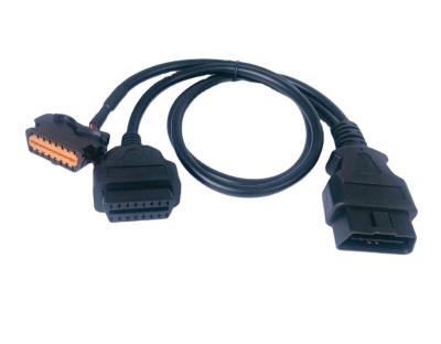 China Universal Extension Cord 16 Pins Universal Male Plug OBD2 To Dual Female Y Splitter Cable for sale