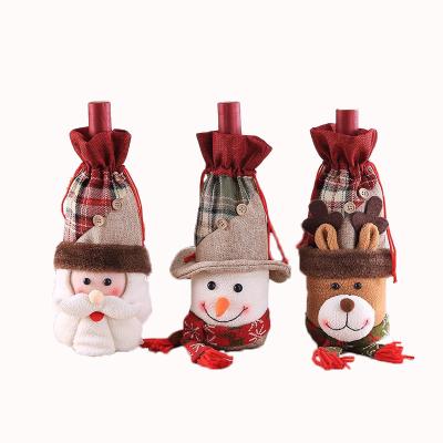 China Champagne Bottle Cover Christmas Wine Bottle Decors Santa Claus Elk Snowman Wine Bag Champagne Bottle Cover Christmas Red for sale