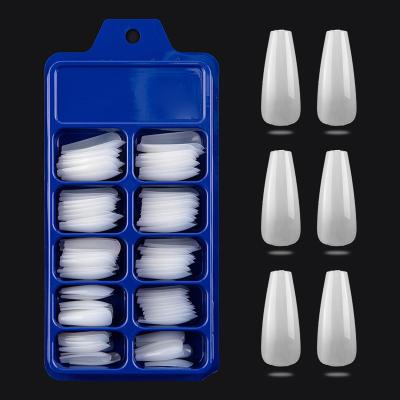 China Easy Apply High Quality ABS False Nails Pure Color Full Cover Wearing False Nails 100 PCS Color Manicure Factory Ballet Nail Correction Tips for sale