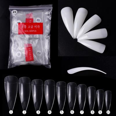 China Easy Apply French Nail Tips Artificial Nails Semi Paste Clear Nail Patches 500 Pcs/Bag False Pointed Fake Nails For Hand for sale