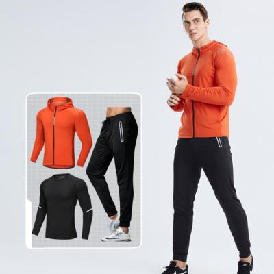 China Breathable Wholesales Mens Tight Breathable Fit Hoodies Running Jogging Workout Suit Fitness Gym Sport Fits Training Tracksuits Wear for sale