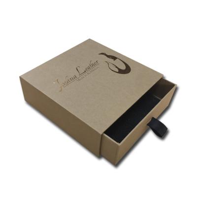 China Recyclable Luxury Brown Gold Stamping Drawer Packaging Box for sale