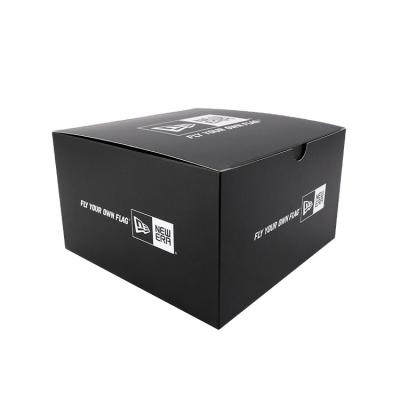 China Recyclable Custom Design Cheap Foldable Black Wrinkled Snapback Baseball Hat Gift Box for sale