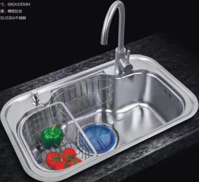 China Kitchen Sink Integral SUS304 Stainless Steel Stretch Bowl Faucet Modern Sink Korean Version Single Bathroom Deliveries Being Made By Judong for sale