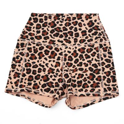 China Summer Breathable Fitness Women Cycling Wear Yoga Shorts Leopard Print Biker Shorts for sale