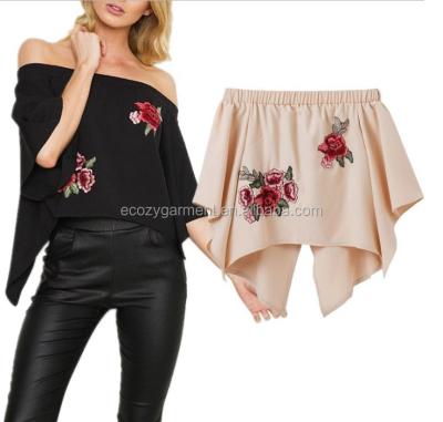 China Hot Fashion Anti-pilling Floral Pattern Tops Embroidery Blouse For Women for sale