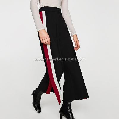 China Custom Plus Size Side Stripe High Rise Edge Palazzo Split Pants for sale