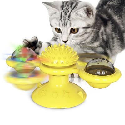 China Viable Popular Interactive Soft Windmill Massage Toy Cat Spinning Teasing Catnip Educational Training Catnip With Luminous Ball for sale