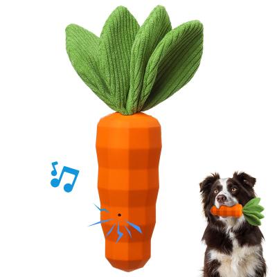 China Stocked 2022 Hot Selling Toy Carrot Puppy Teething Chew Squeaky Toy Durable Natural Rubber Dog Squeaky Dog Toys Eco-friendly for sale