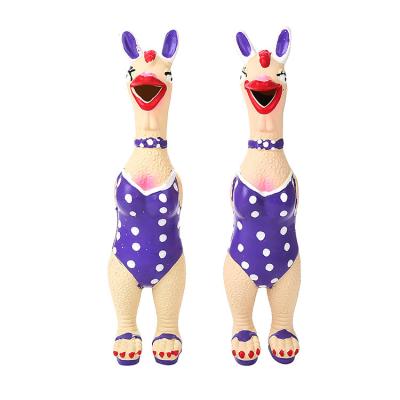 China New Inventions Pets Inventions Stocked Latex Chicken Barking Dog Toys Squeaking Game Dogs Interactive Squeaky Puppy Funny Latex Chew Toy for sale