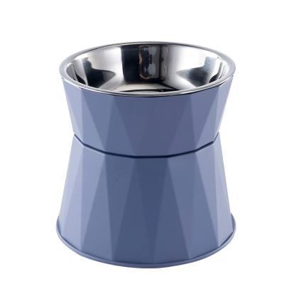 China New Viable High Quality High Quality Foot High Neck Protective Plastic Stainless Steel Pet Food Feeder Elevated Bowl for sale