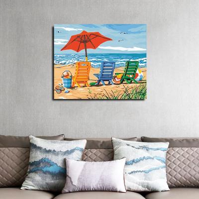 China Hot Sale Wall Decoraiton Seascape DIY Oil Painting Canvas Wall Art Craft Home Decor Wall Painting By Numbers for sale