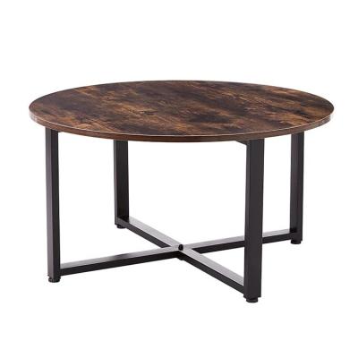 China Hot Selling Extendable Round Brown Style Living Room Metal Rustic Modern Nordic Antique Industrial Wood Coffee Table Frame Black for sale