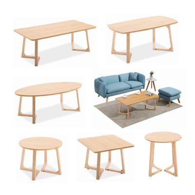 China Factory Price Extendable Nordic Style Single Sled Rectangle Or Round Side Tables Solid Wood Living Room Coffee Table Set for sale