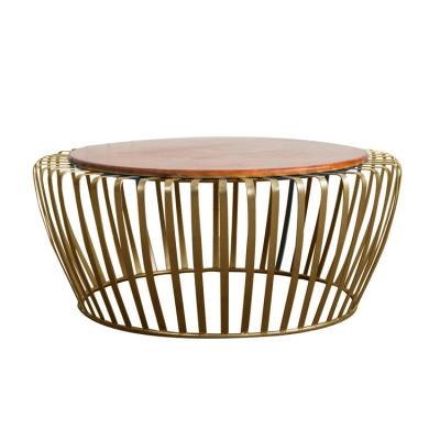 China Factory price luxury fashion design living room furniture modern metal frame large wooden coffee table for sale