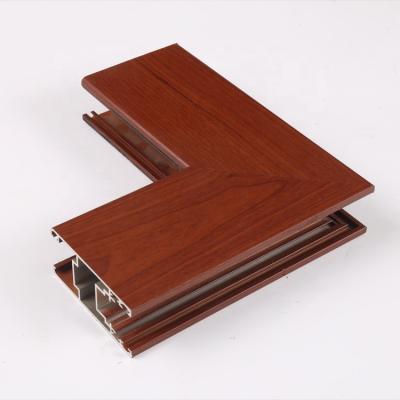 China door & Window OEM Product Custom Wood Grain Aluminum Profiles For Sliding Wardrobe Door for sale