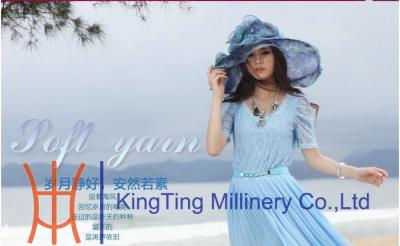 China Young Women Blue Organza Hats Purely Handmade With Charming Accessories for sale