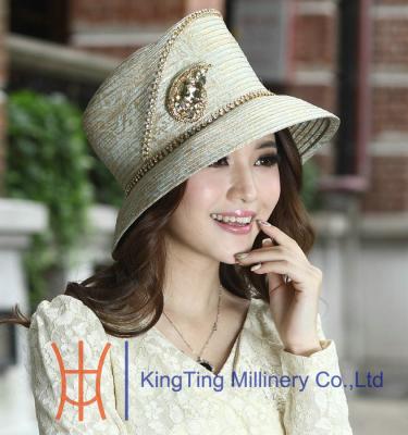 China Winter Dressy Church Hats With Diamond Casings Gold , customized for sale