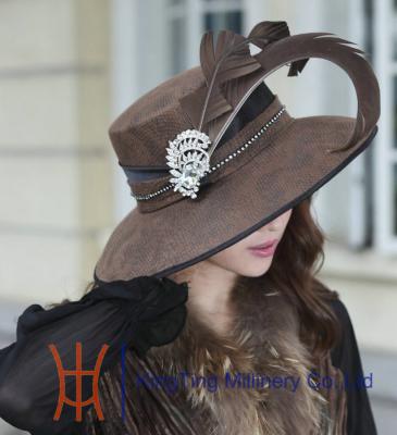 China Brooch Ladies Dress Church Hats / Horse Racing Hats for Autumn for sale