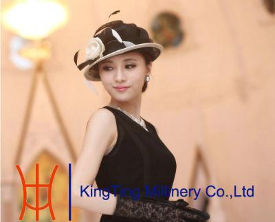 China Red / Black Ladies Sinamay Hats Overlock Sinamay For Special Occasion for sale