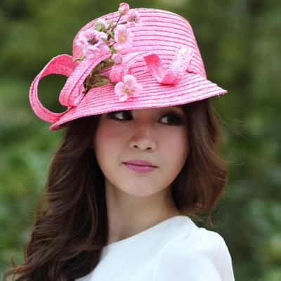 Chine Chapeau de paille naturel de rose de fascinator de fleur d'été/ressort pour des dames à vendre