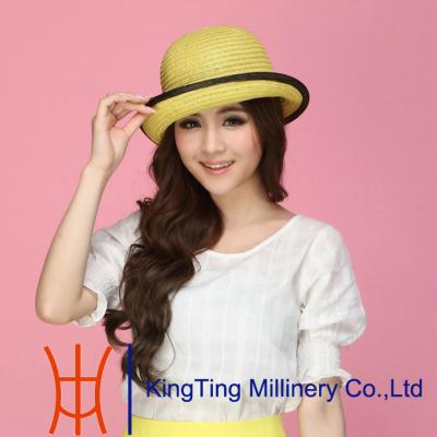 China Yellow / Grey Womens Straw Hat for sale