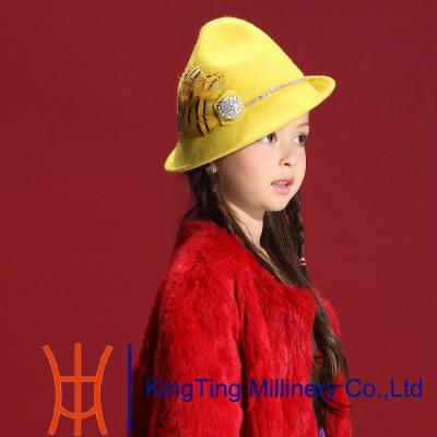 China Yellow / Blue Kids Felt Hats cute Customized Wool Felt Hats for Party for sale