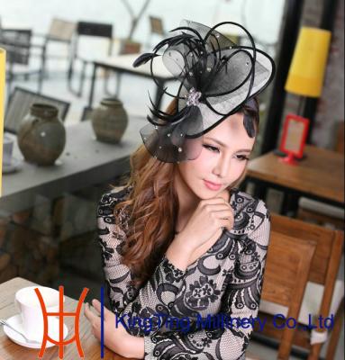 中国 党のためのレディース黒い特性 Fascinators オンサイド羽と利用できるサイズ 販売のため