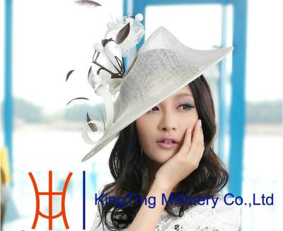 China Señoras Sinamay grande Fascinators elegante del partido con cuero negro en venta