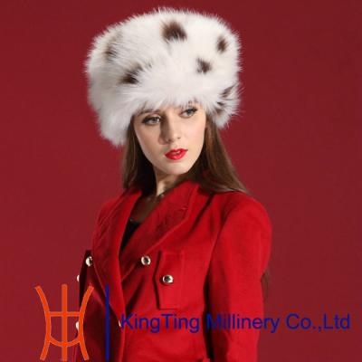 China Polyester White And Black Lady Russia Fur Hats In Winter for sale